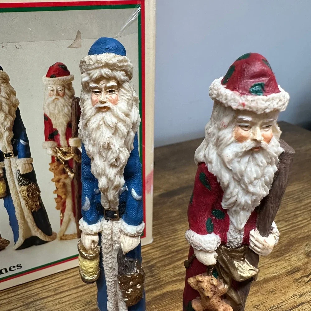 Christmas Treasures 1993 Santa Claus Figurines Set of 4 Pencil Slim 6